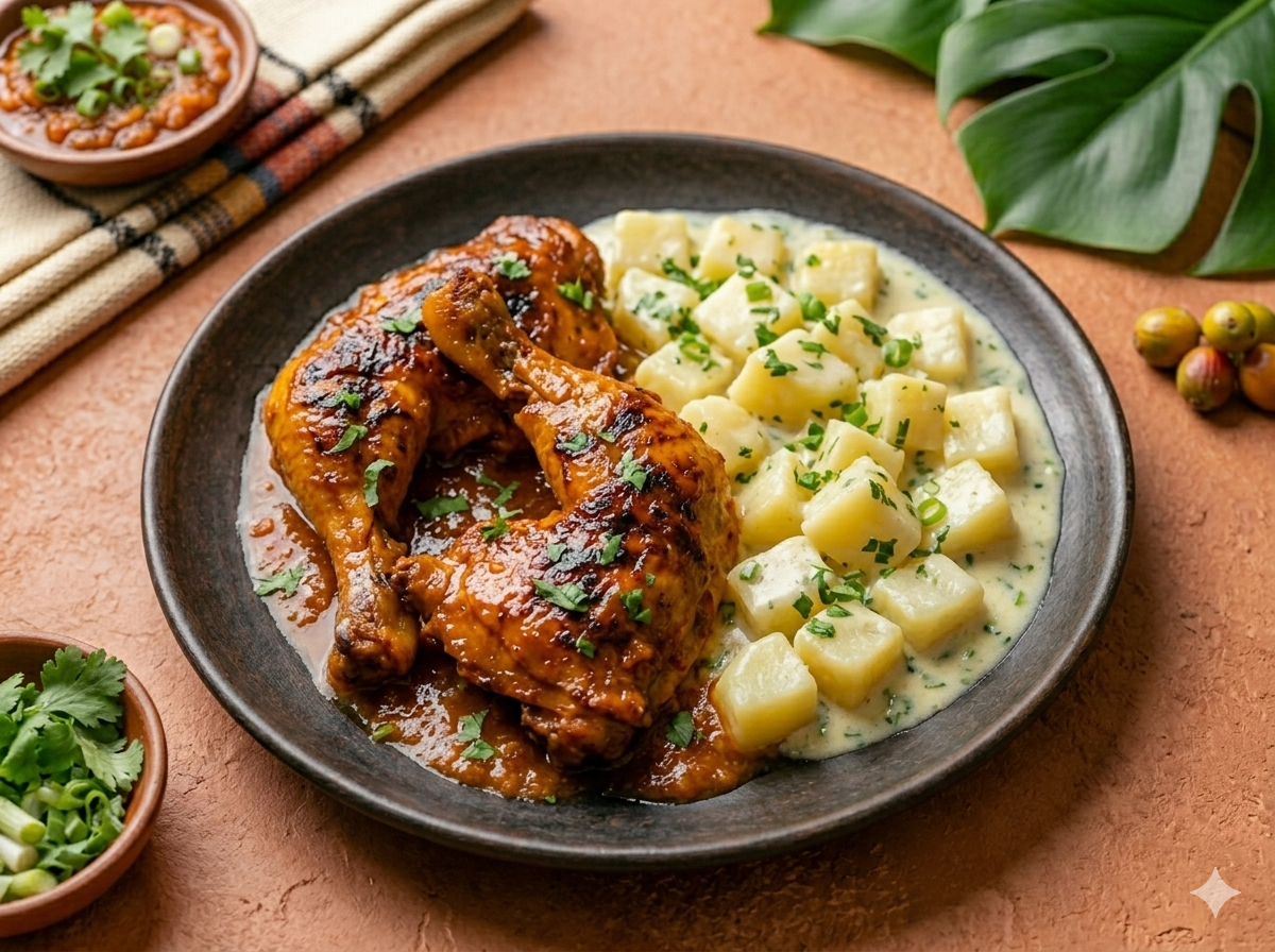 Pollo Sudado con  Papa en Chupe